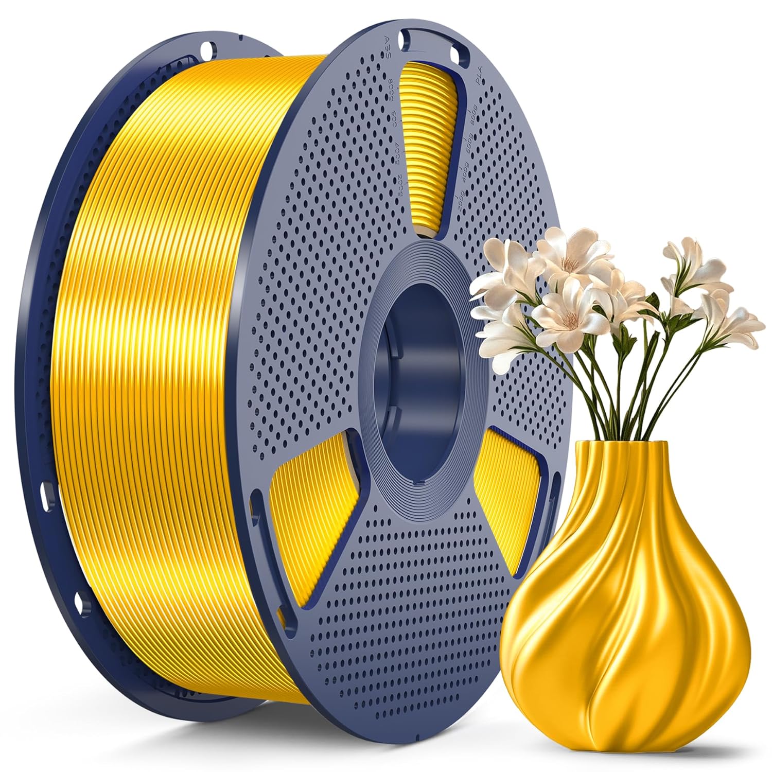 SUNLU Silk PLA+ Filament, Shiny Metallic Silk 3D Filament 1.75mm, High Strength...