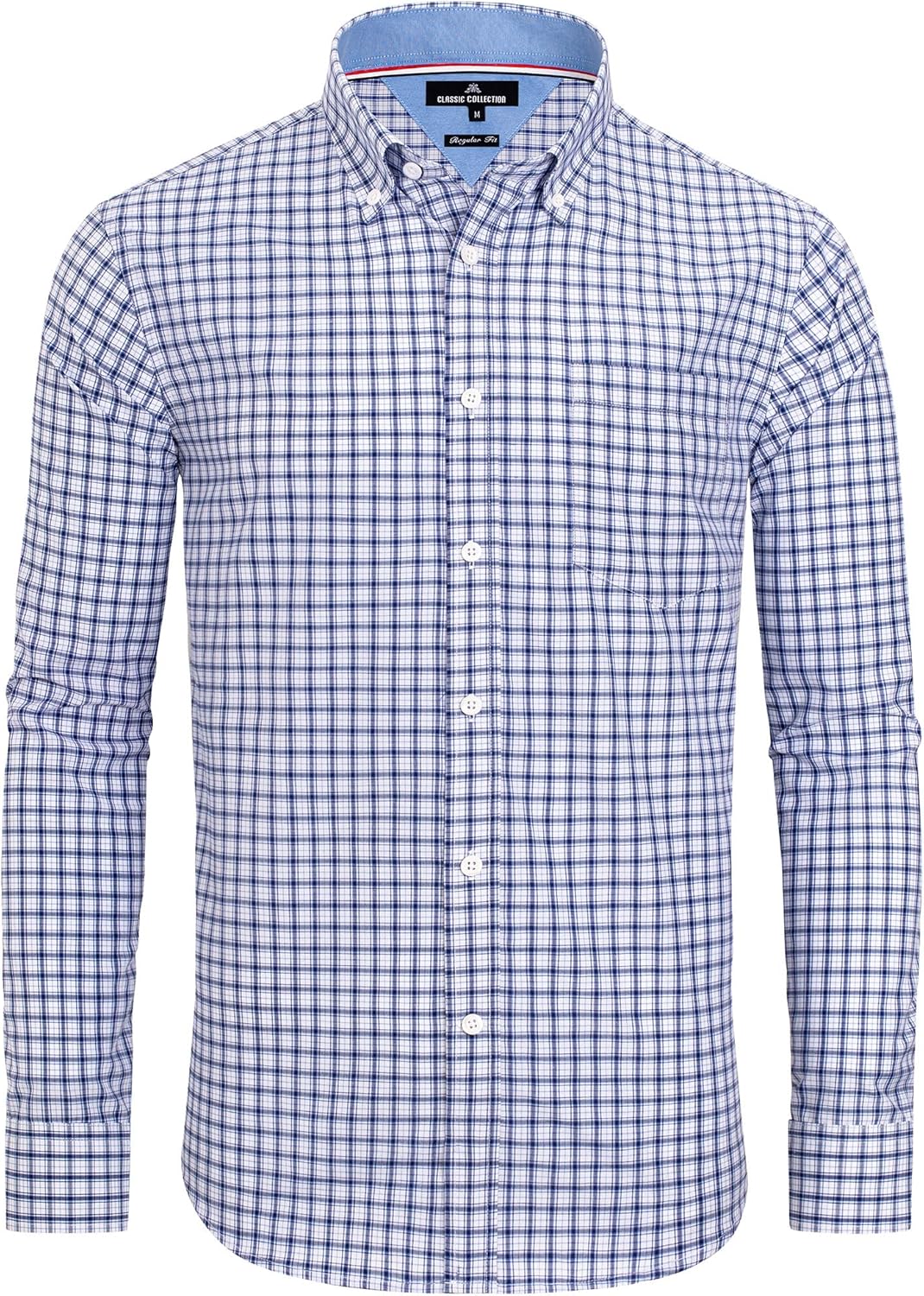 Alimens & Gentle Men's Plaid Button Down Shirts Cotton Long Sleeve Dress Shirts...