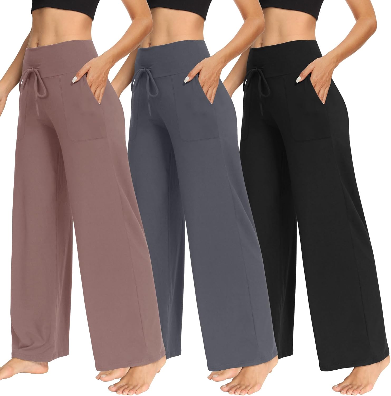 TNNZEET Women's Wide Leg Pants, Special Yoga Pants with Pockets, Innovative Casu...