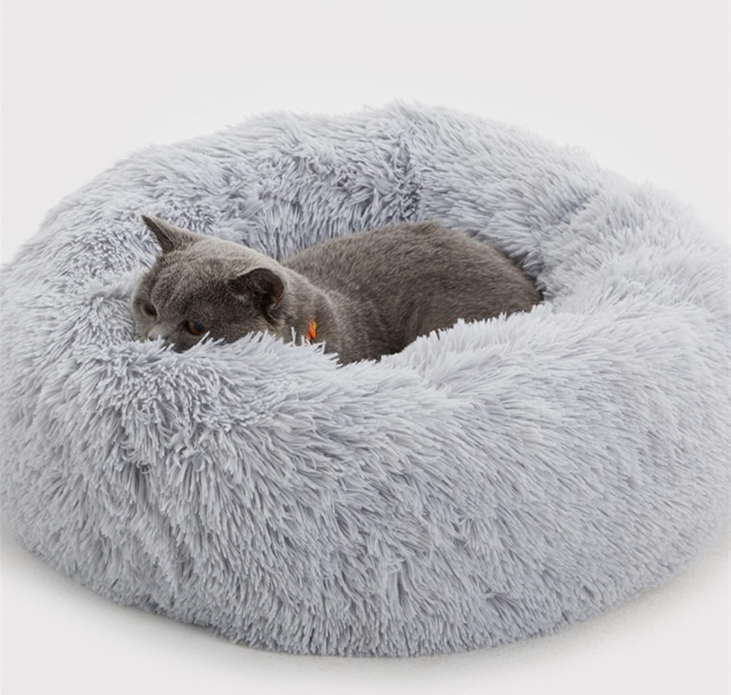 Enjamoy Plush Donut Dog Bed, Calming Round Dog Cat Bed Soft and Fluffy Cuddler P...