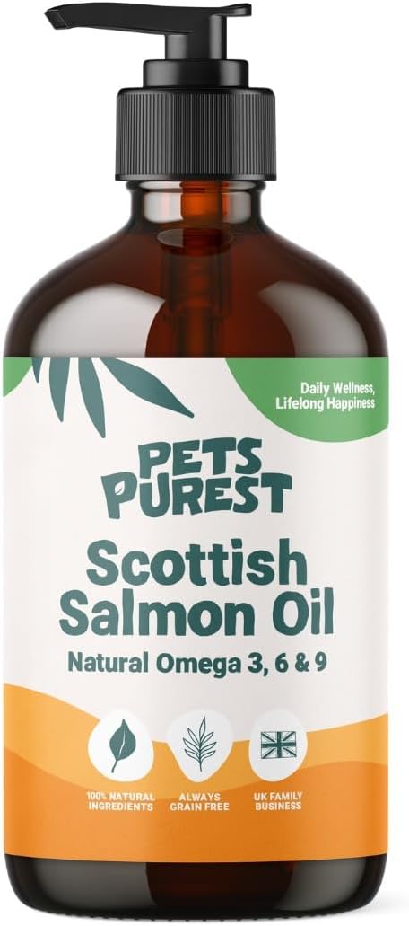 Pets Purest Scottish Salmon Oil For Dogs, Cats, Horse, Ferret - Pure Omega 3, 6...