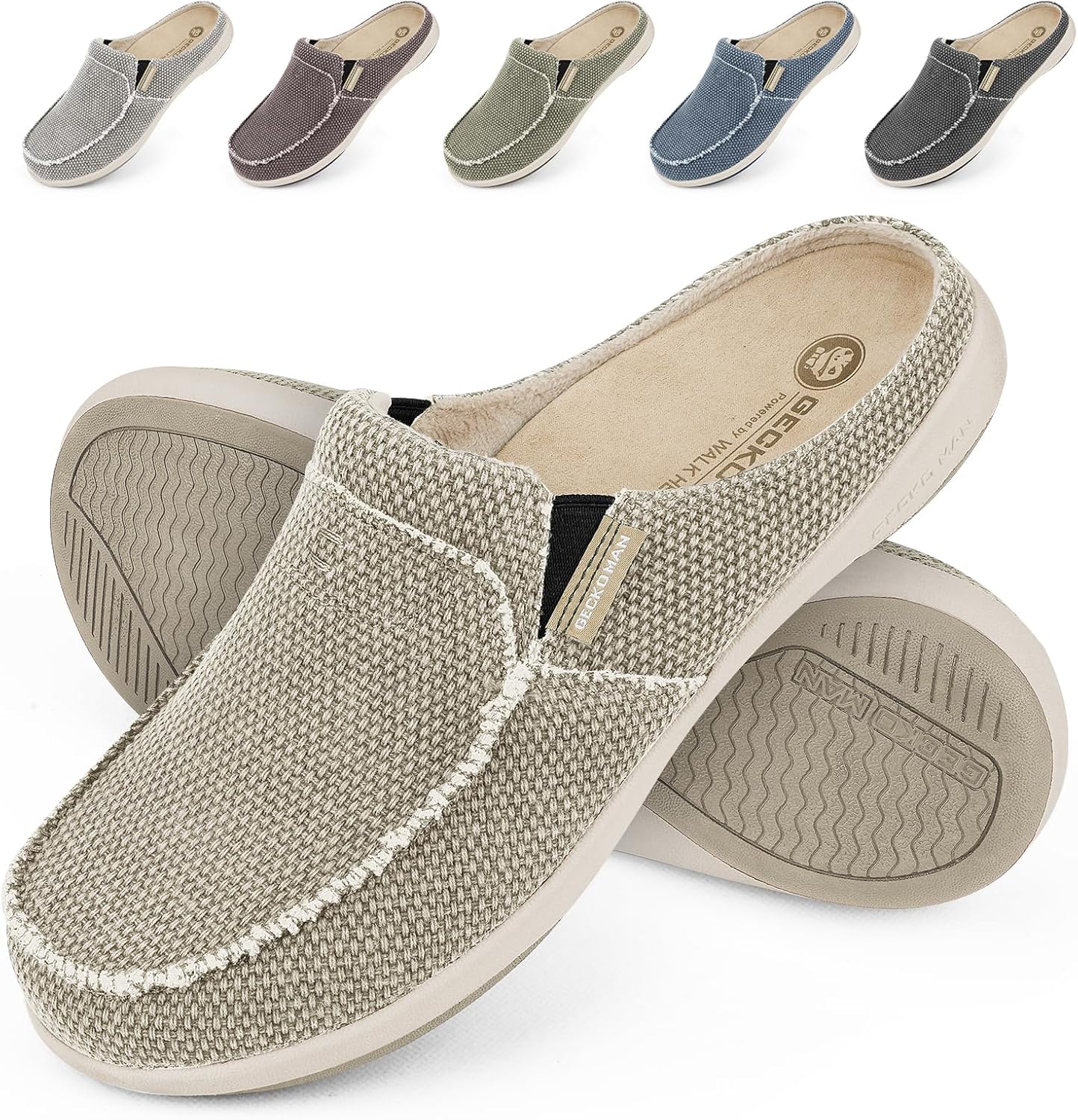 Mens Slippers, Special Canvas House Slipper for Men, Unique Slippers with Velvet...