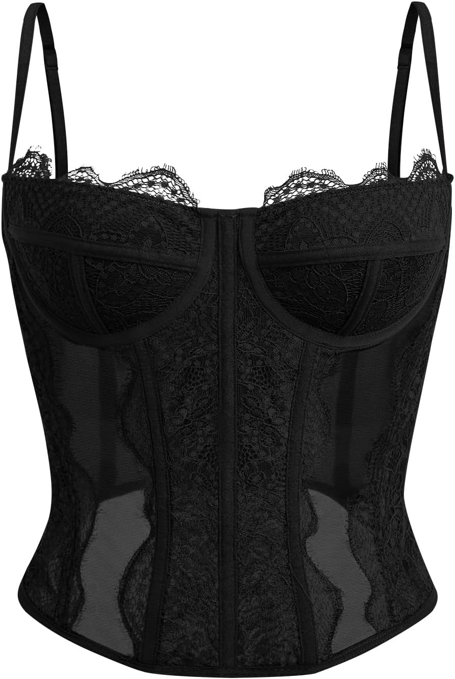 Dealmore Corset Tops For Women Going Out Lace Mesh Date Night Fall Fashion Outfi...