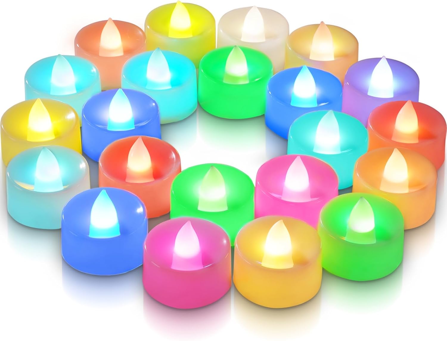 Homemory 24 Pack Colour Changing LED Tea Lights, Flameless Tealight Candles with...