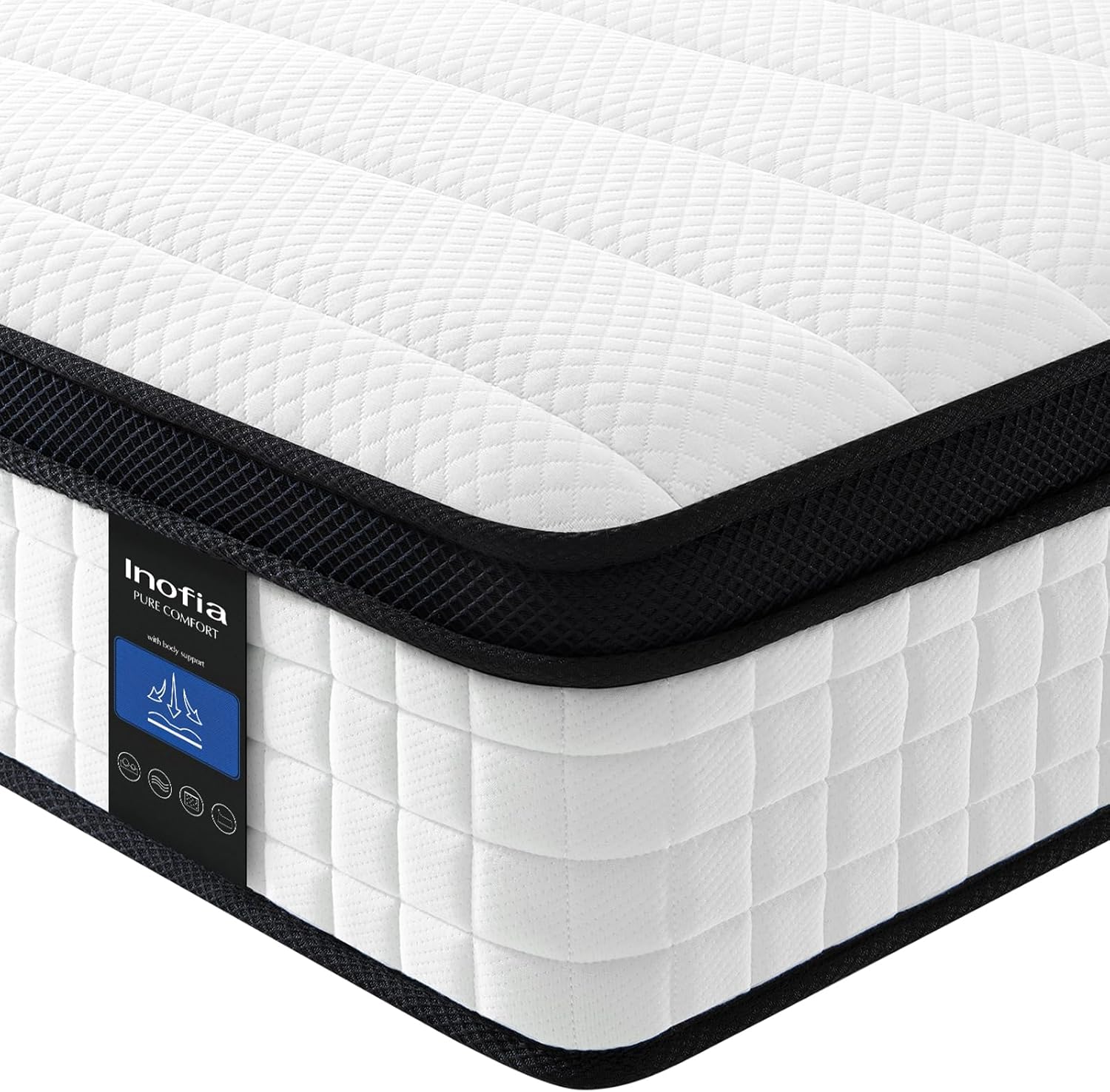 Inofia Double Memory Foam Sprung Mattress 10.6 Inch,4FT6 Spring Mattress with In...