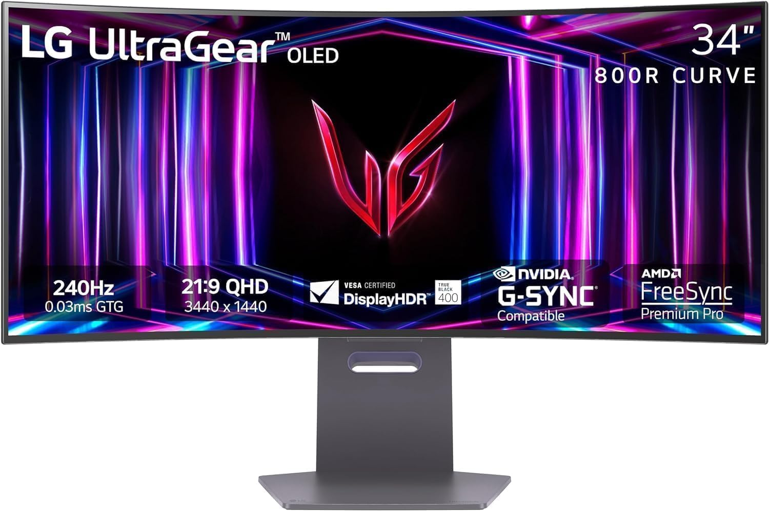 LG 34GS95QE 34-inch Ultragear OLED Curved Gaming Monitor WQHD 1440p 800R 240Hz 0...