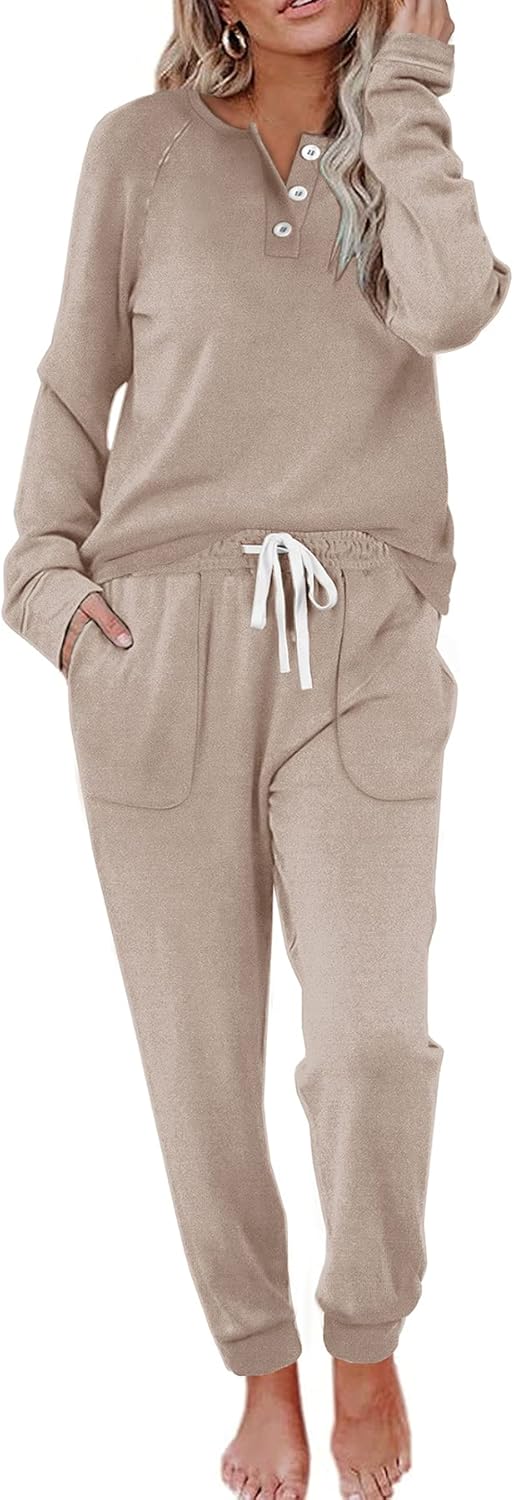 WIHOLL Two Piece Outfits for Women Lounge Sets Button Down Sweatshirt Sweatpants...
