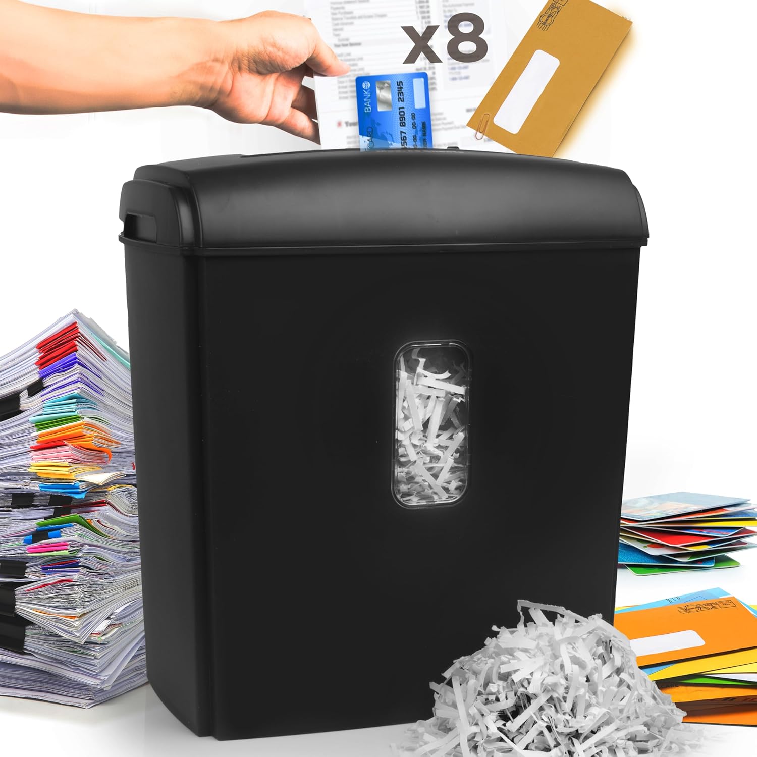 Duronic Cross Cut Paper Shredder PS815, Shred 8 Sheet Heavy Duty Small Mini Elec...