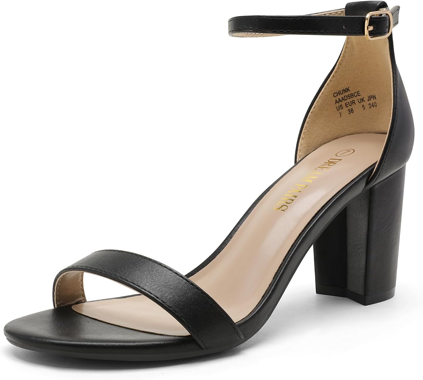 DREAM PAIRS Womens Chunkle 8 Black/Pu