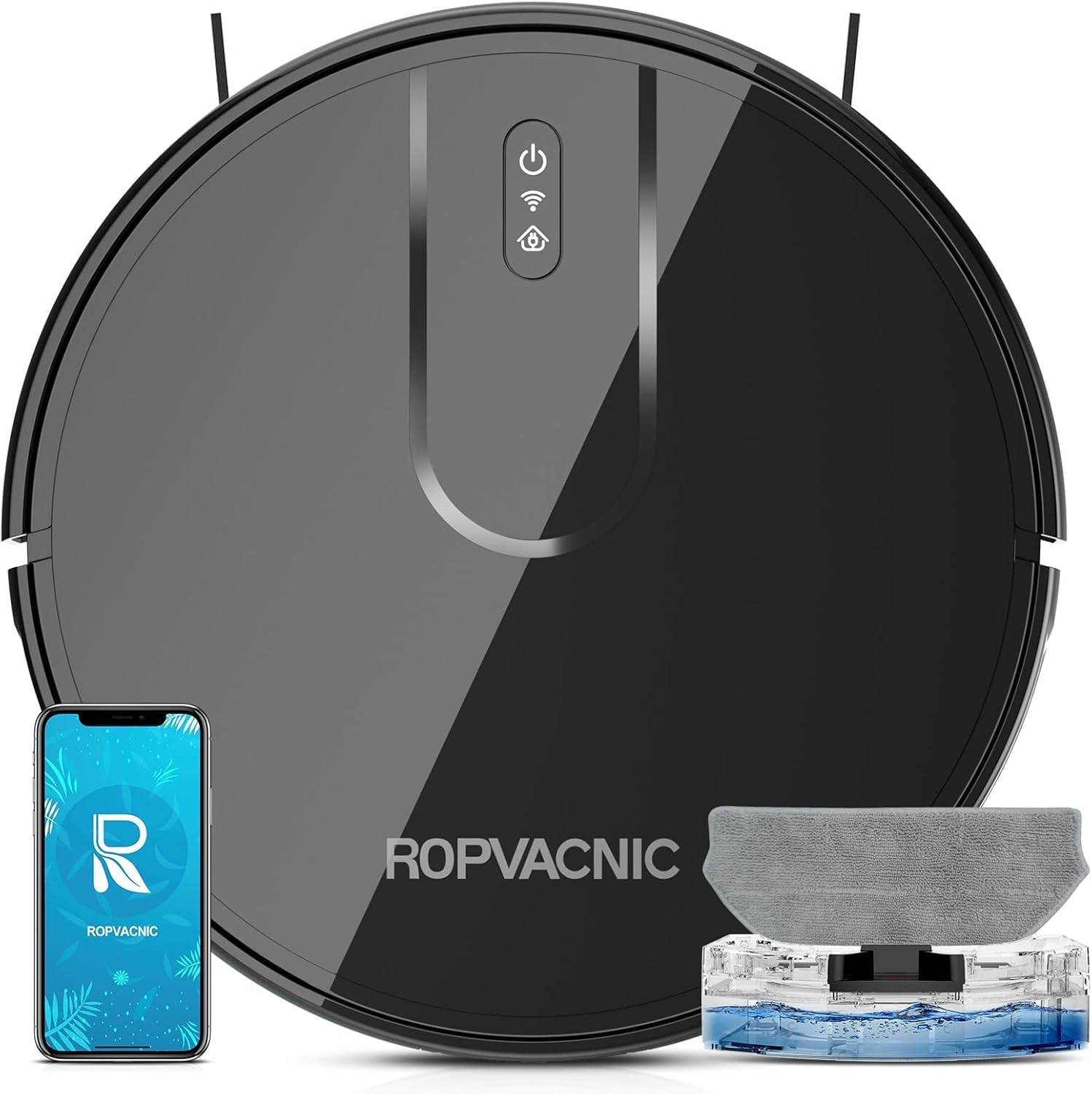 ROPVACNIC Robot Vacuum Cleaner Robot Vacuum and Mop Combo with 4000Pa Suction, P...