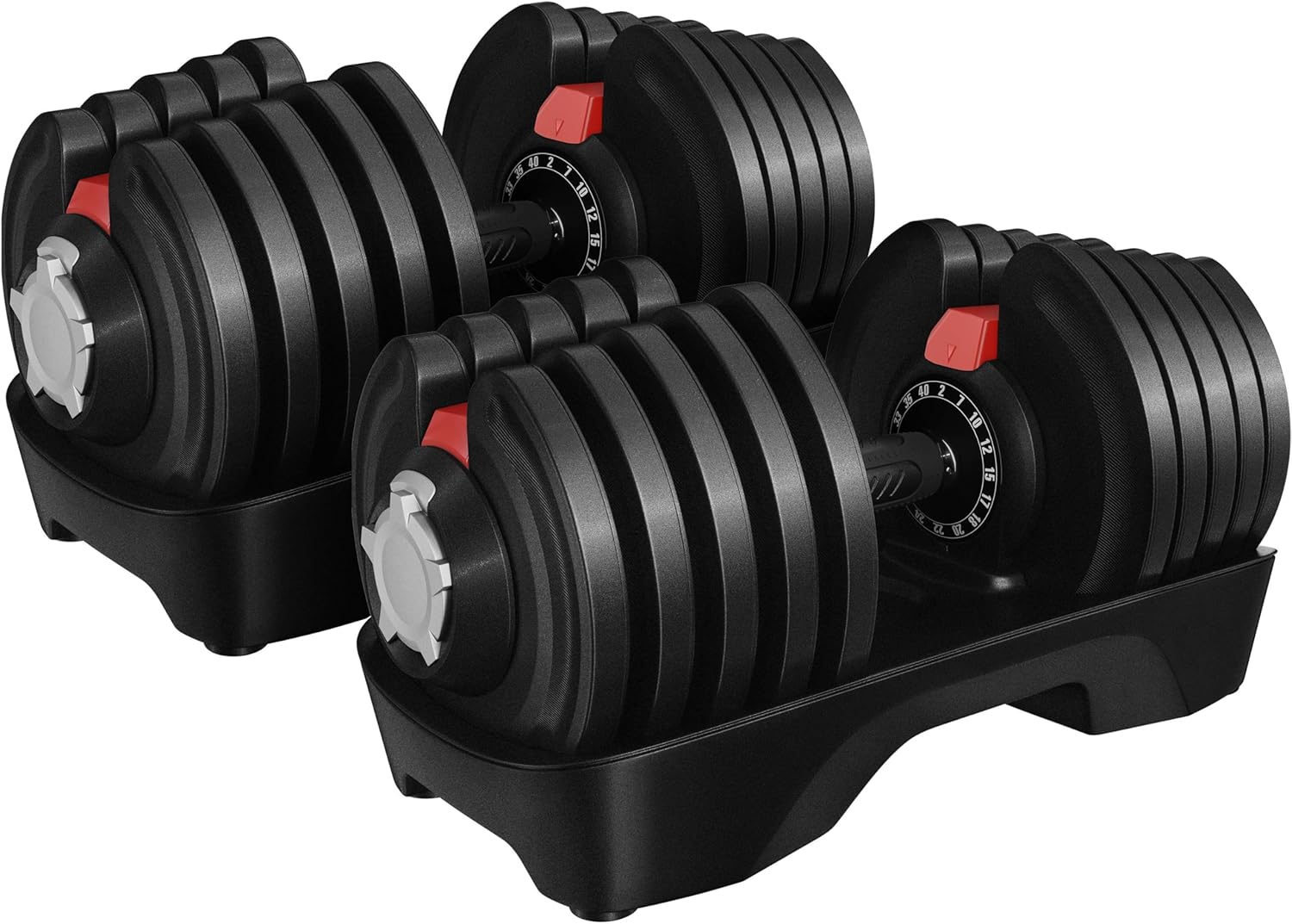 Yaheetech Space-Saving Adjustable Dumbbell Set - 12.5KG/18KG/24KG/40KG Weights w...