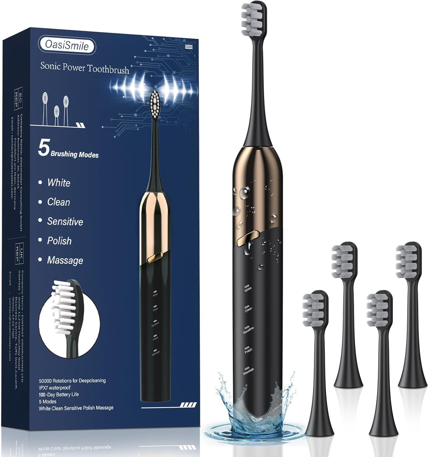 OasiSmile Sonic Electric Toothbrush, 5 Modes, 4100...