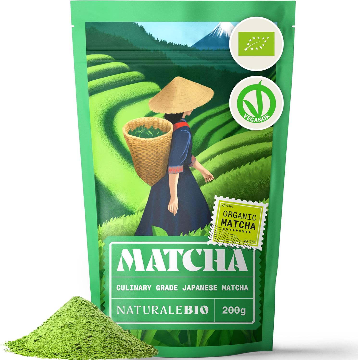 NaturaleBio Japanese Organic Matcha Green Tea Powder - Culinary Grade - 200 gr....