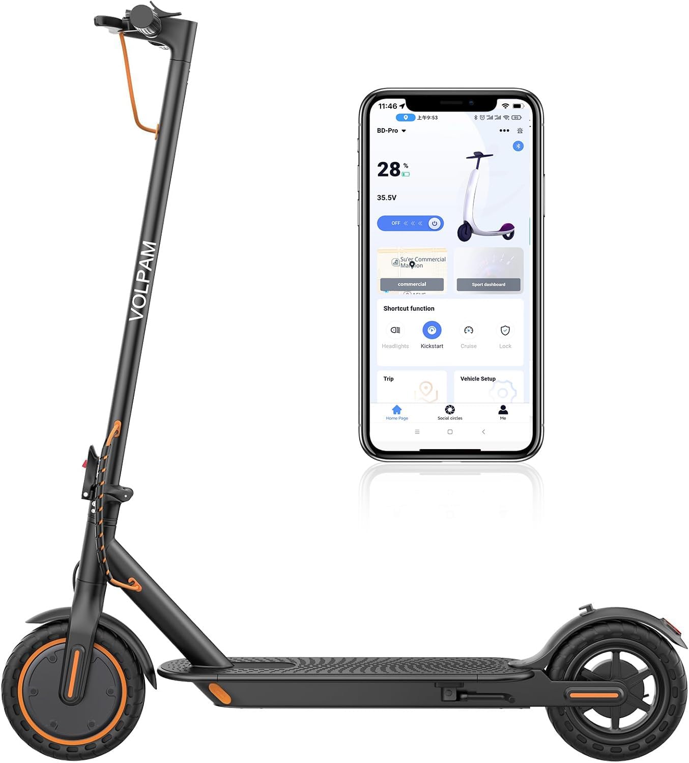 VOLPAM Electric Scooter, 350W/500W Powerful Motor, 8.5"/10" Solid Tires, 19/22Mp...