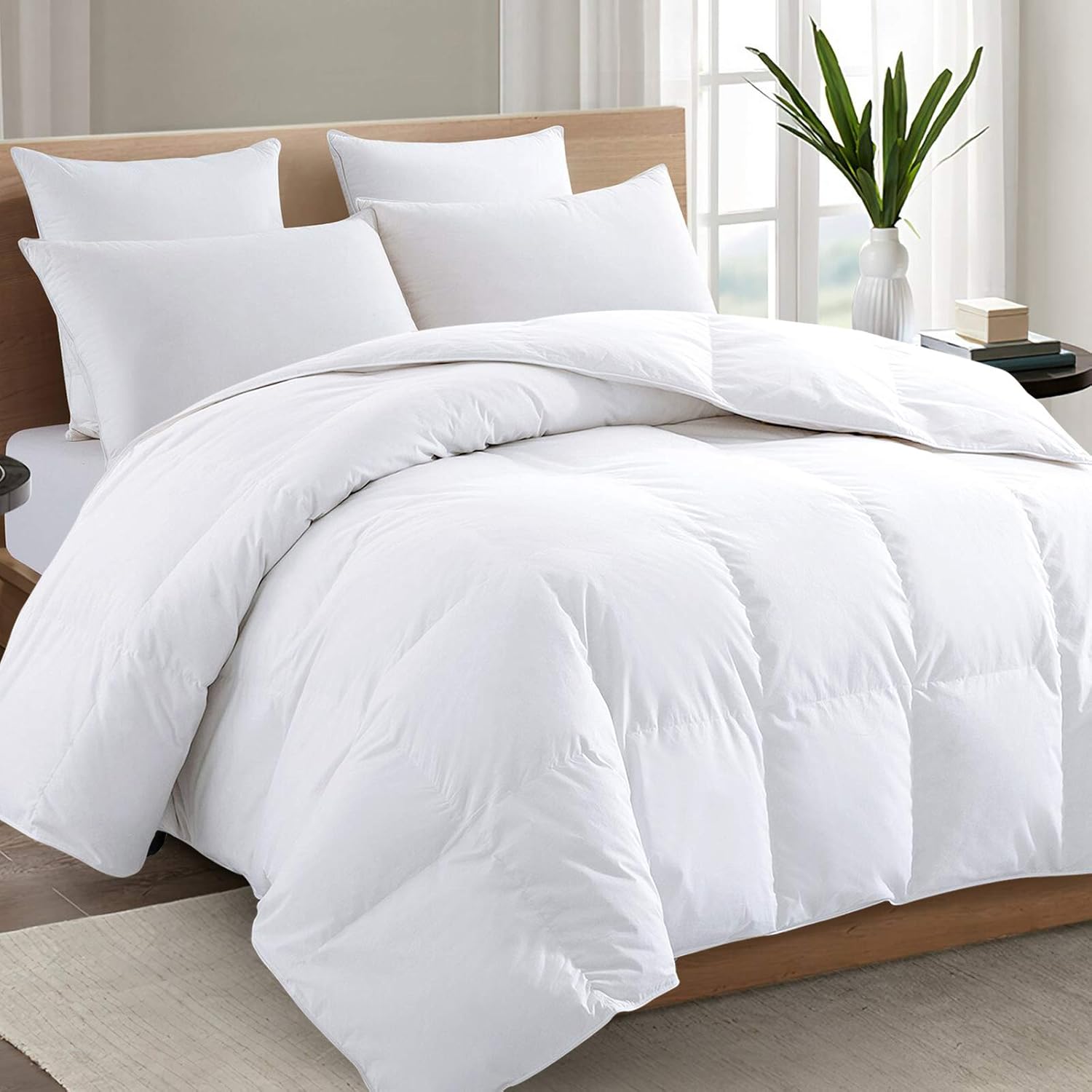 TEXARTIST Premium 2100 Series Queen Comforter All Season Breathable White Comfor...