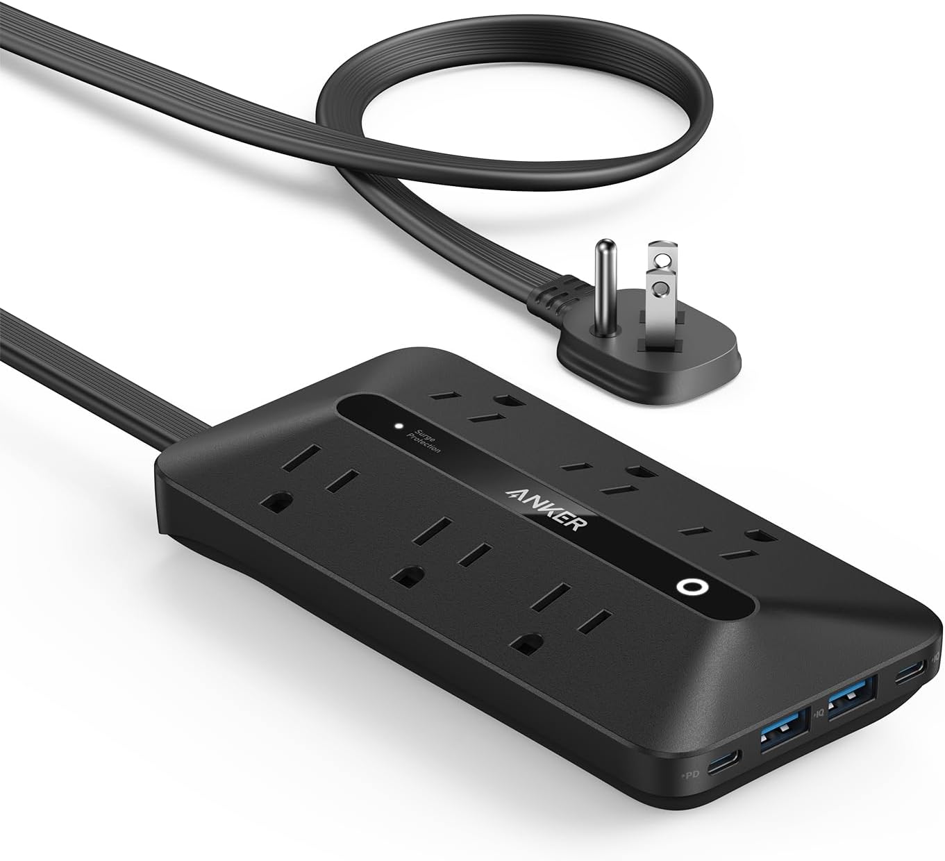 Anker 300J Flat Plug 10-in-1 Ultra Thin Power Strip with 6 AC, 2 USB-A & 2 USB-C...