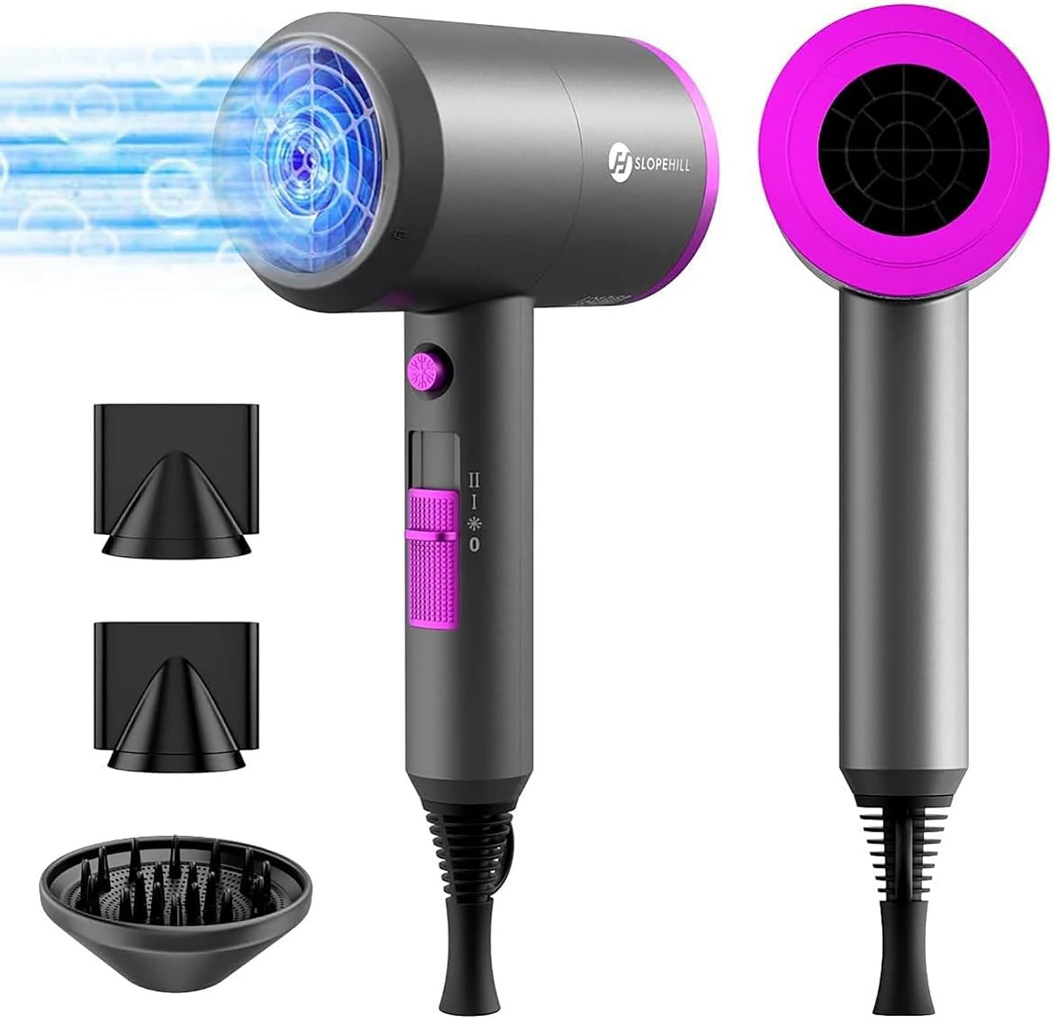 Slopehill Hair Dryer, Professional Ionic Diffuser Hairdryer with 1800 Watt AC Mo...