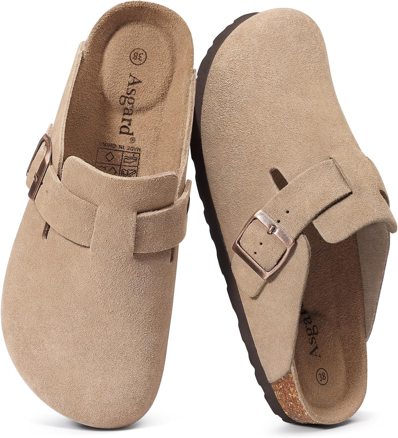 Asgard Genuine Suede Clogs for Women Men Leather Mules Arch Support Potato Shoes...