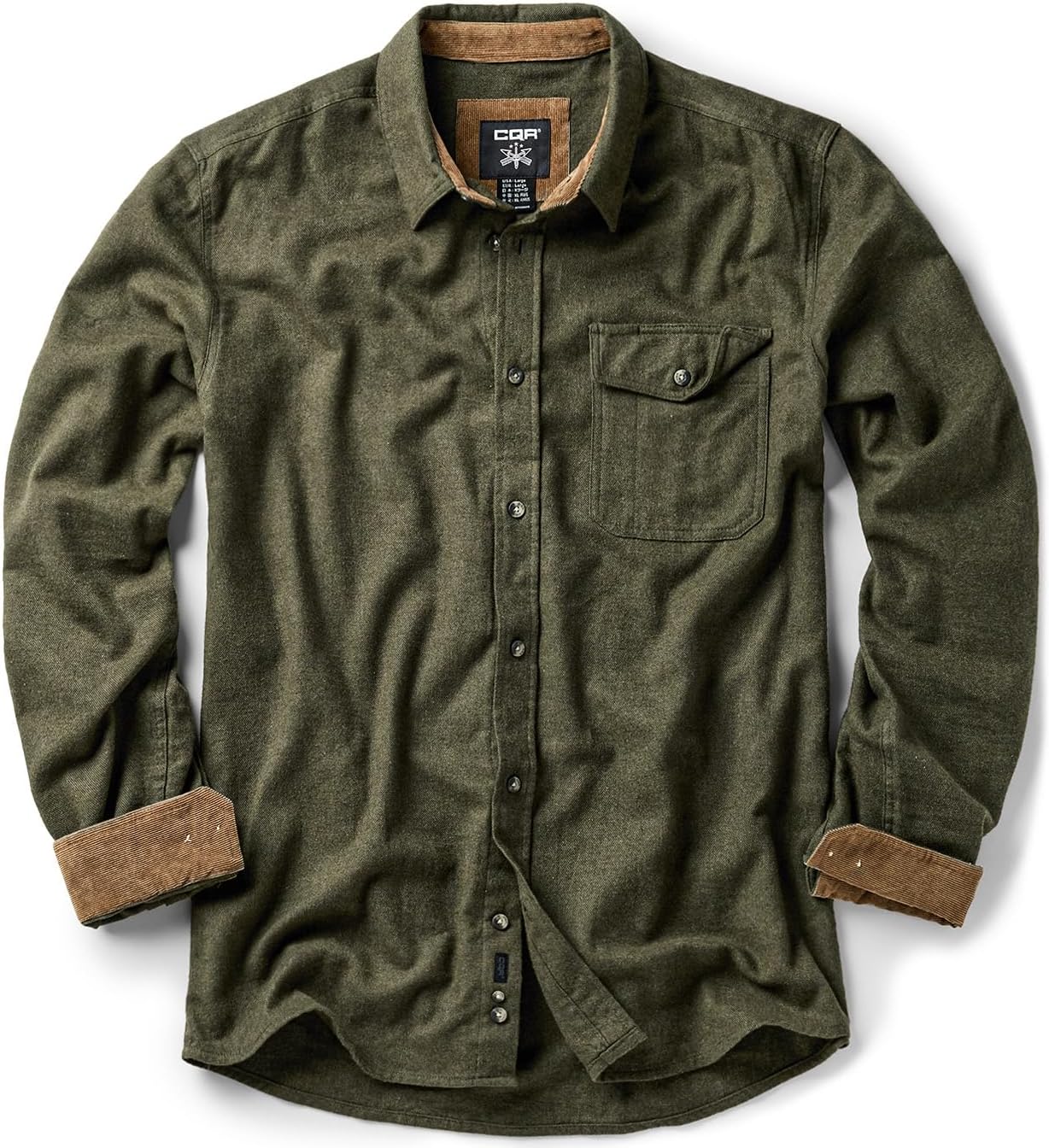 CQR Men's 100% All Cotton Button Down Flannel Shirts, Long Sleeve Brushed Warm S...