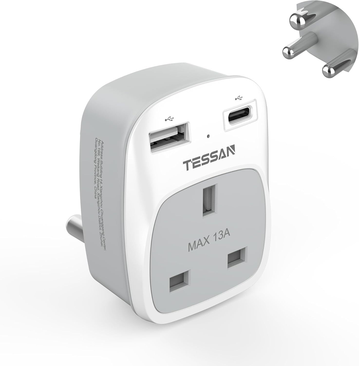 UK to South Africa Plug Adapter, TESSAN South Africa Power Adapter with 2 USB (1...