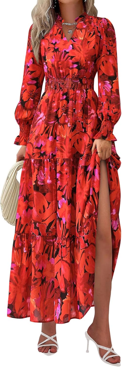 Stylish PRETTYGARDEN Women's Maxi Dress, Unique Floral Maxi Dress for 2025 Fall,...
