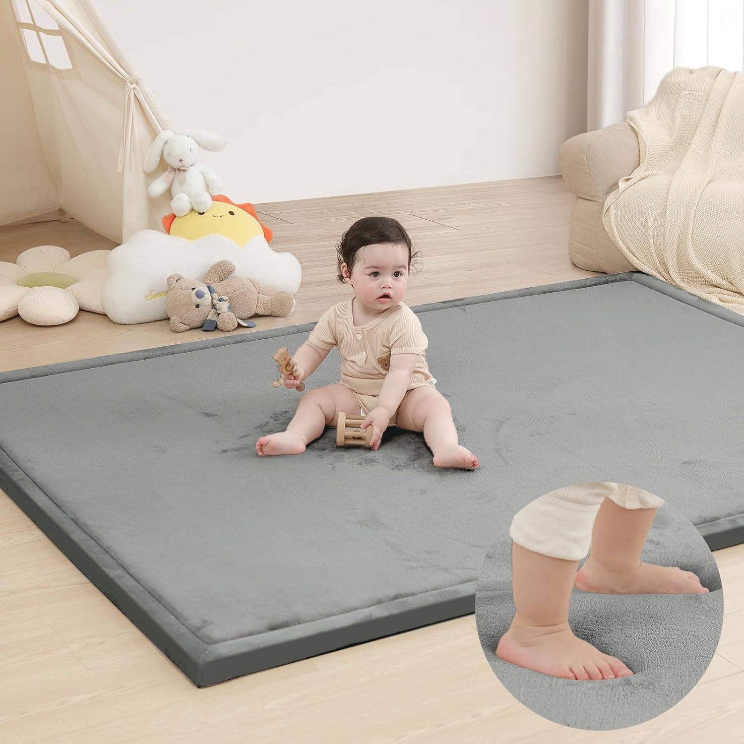 Premium Baby Play Mat, Extra Thick Memory Foam Mat for Tummy Time, Spacious Non...