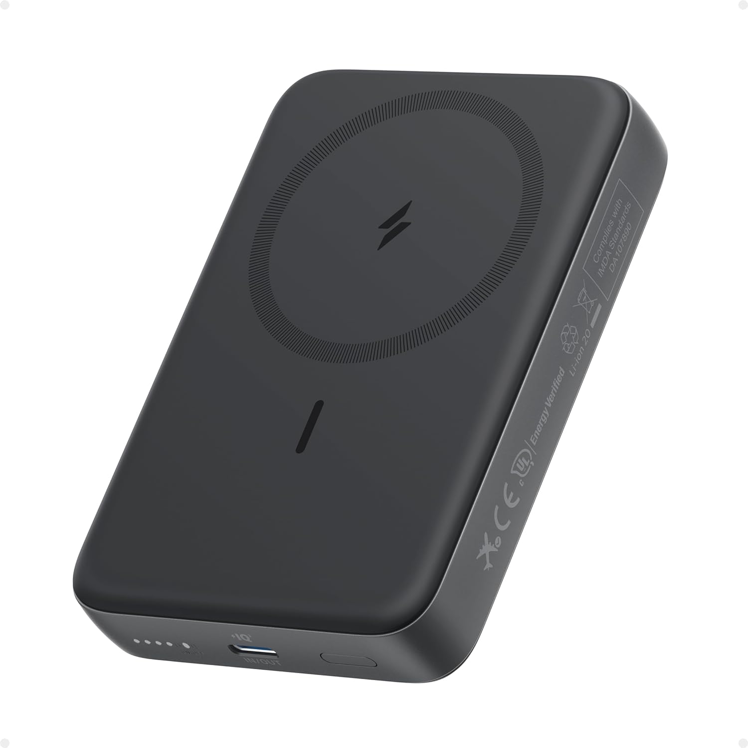 Anker Zolo Magnetic Power Bank, Compact 10,000mAh Wireless Portable Charger with...