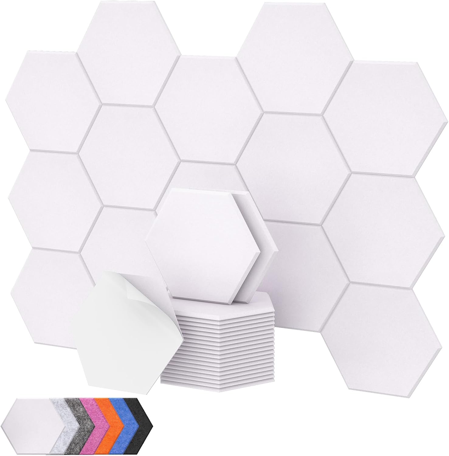 18 Pack Hexagon Acoustic Panels Self-adhesive, TONOR 12"x10"x0.4" High Density S...