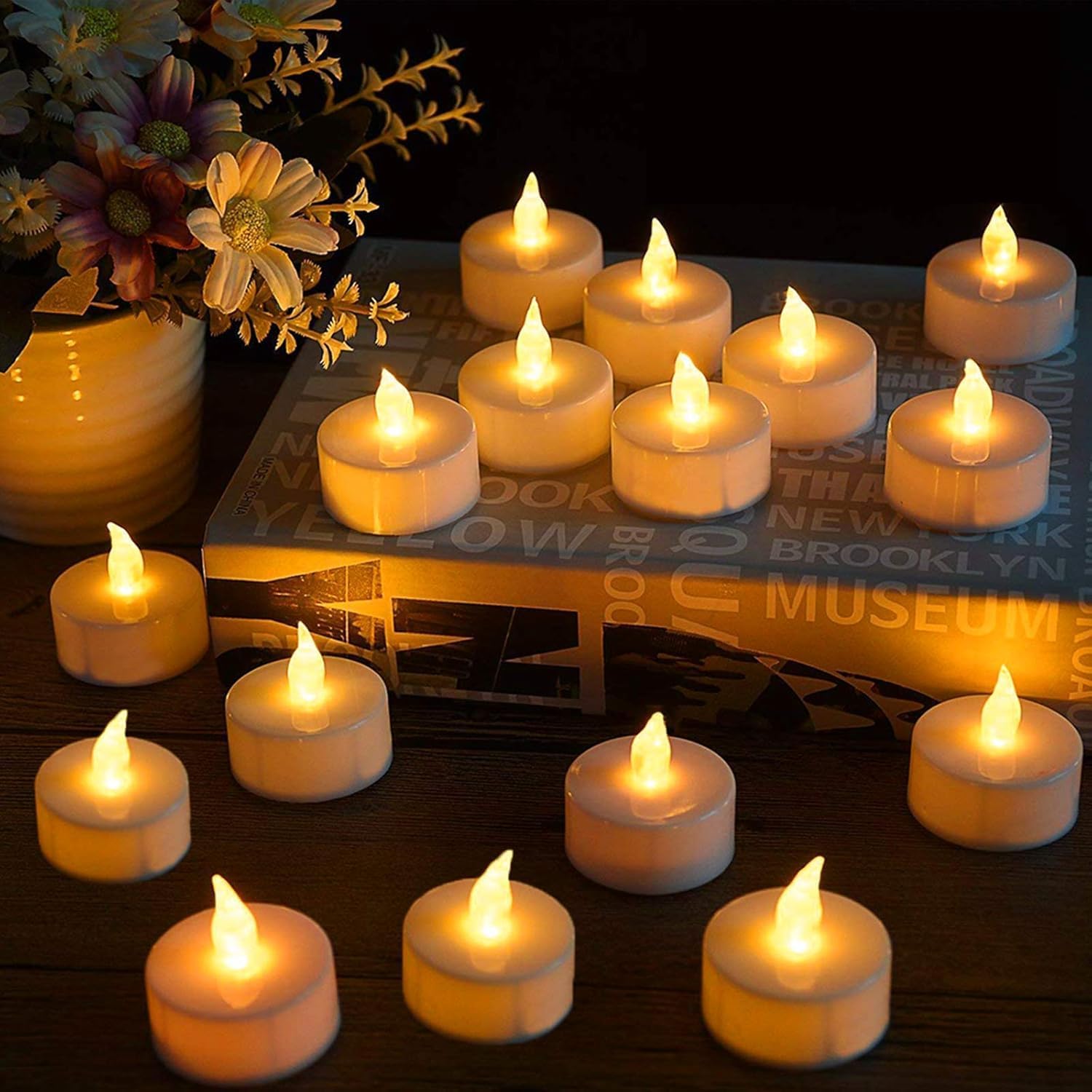 FANSIR LED Tea Light Candles, 50 Pack Flameless Candle Lights Battery Operated R...