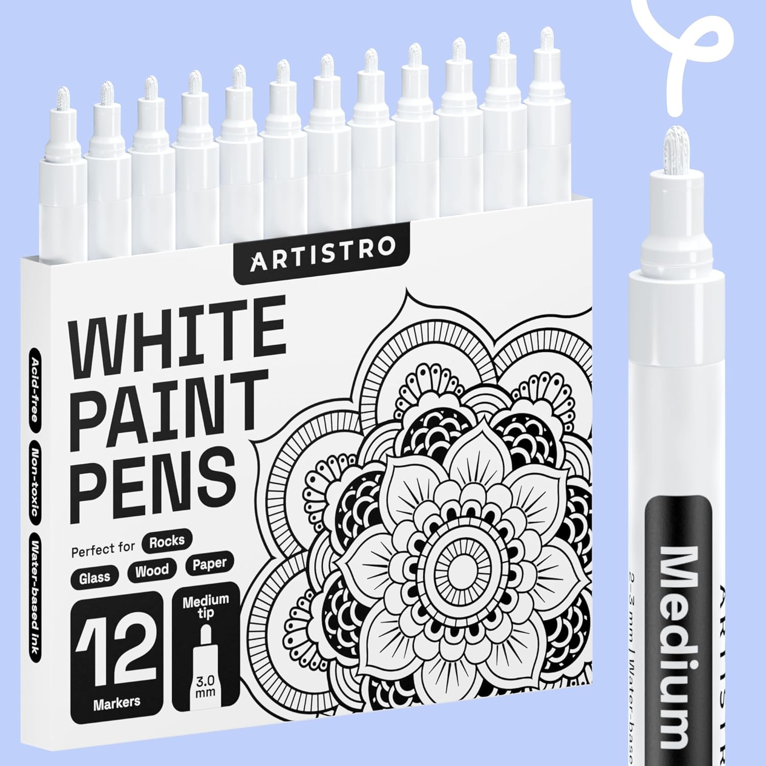 ARTISTRO White Paint Pens for Rock Painting, Stone, Ceramic, Glass, Wood, Tire,...