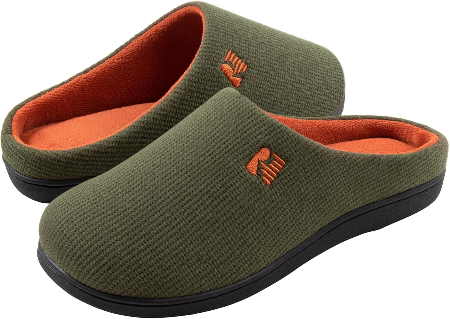 RockDove Men's Original Two-Tone Memory Foam Slipper 12/13 UK Army Green and Tan...