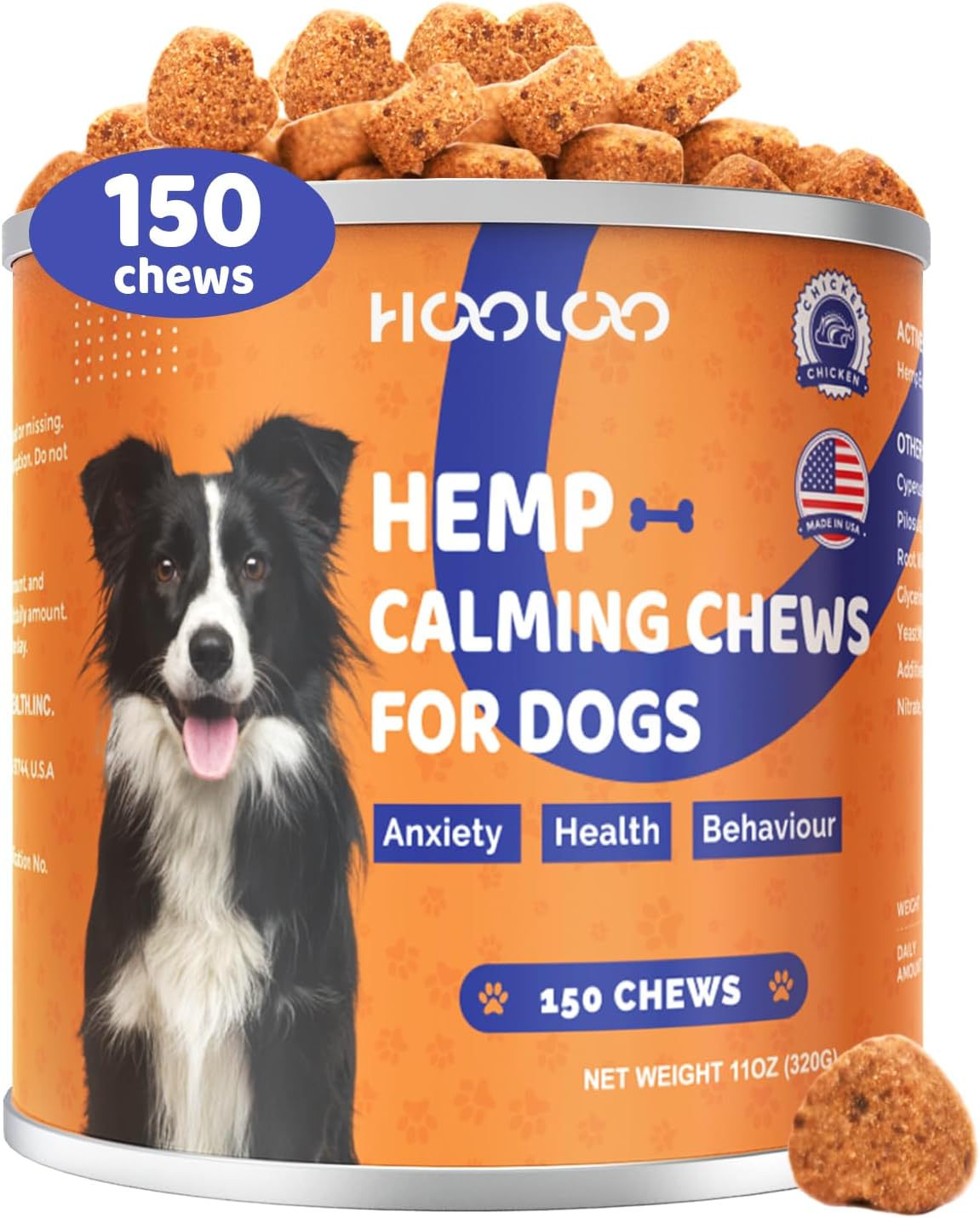 Calming Dog Treats, 150 Count Hemp Calming Treats For Dogs | Reduce Stress, Fear...