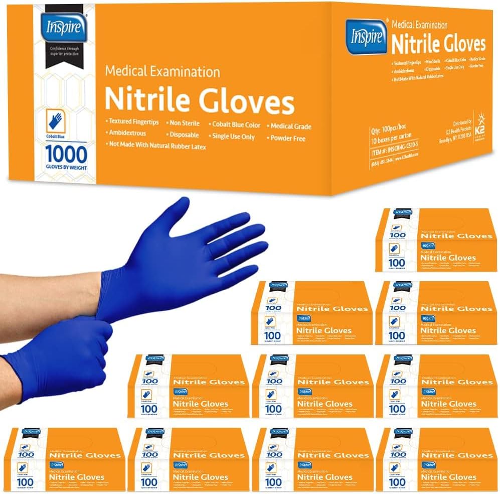 Inspire Nitrile Exam Gloves | The Original Quality Stretch Nitrile Cobalt Blue |...