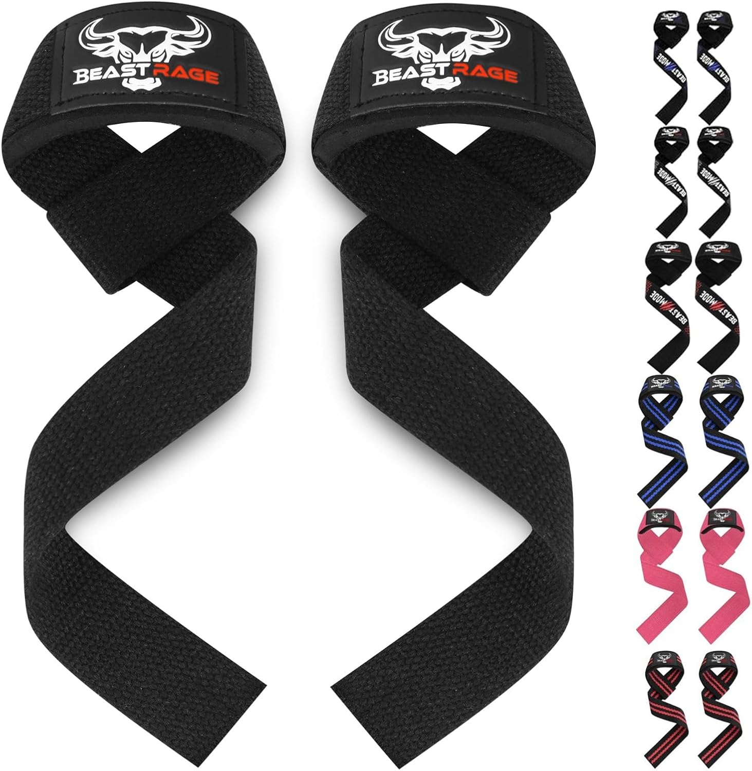 BEAST RAGE Weight Lifting Straps Fitness Padded Cotton Wrist Support Gel Advance...