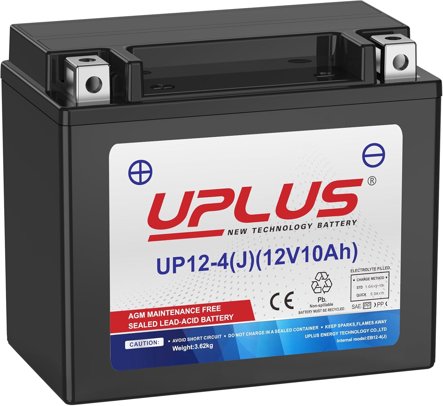 UPLUS Motorcycle Battery UP12-4(J),12V 10Ah Powersports Batteries High Performan...