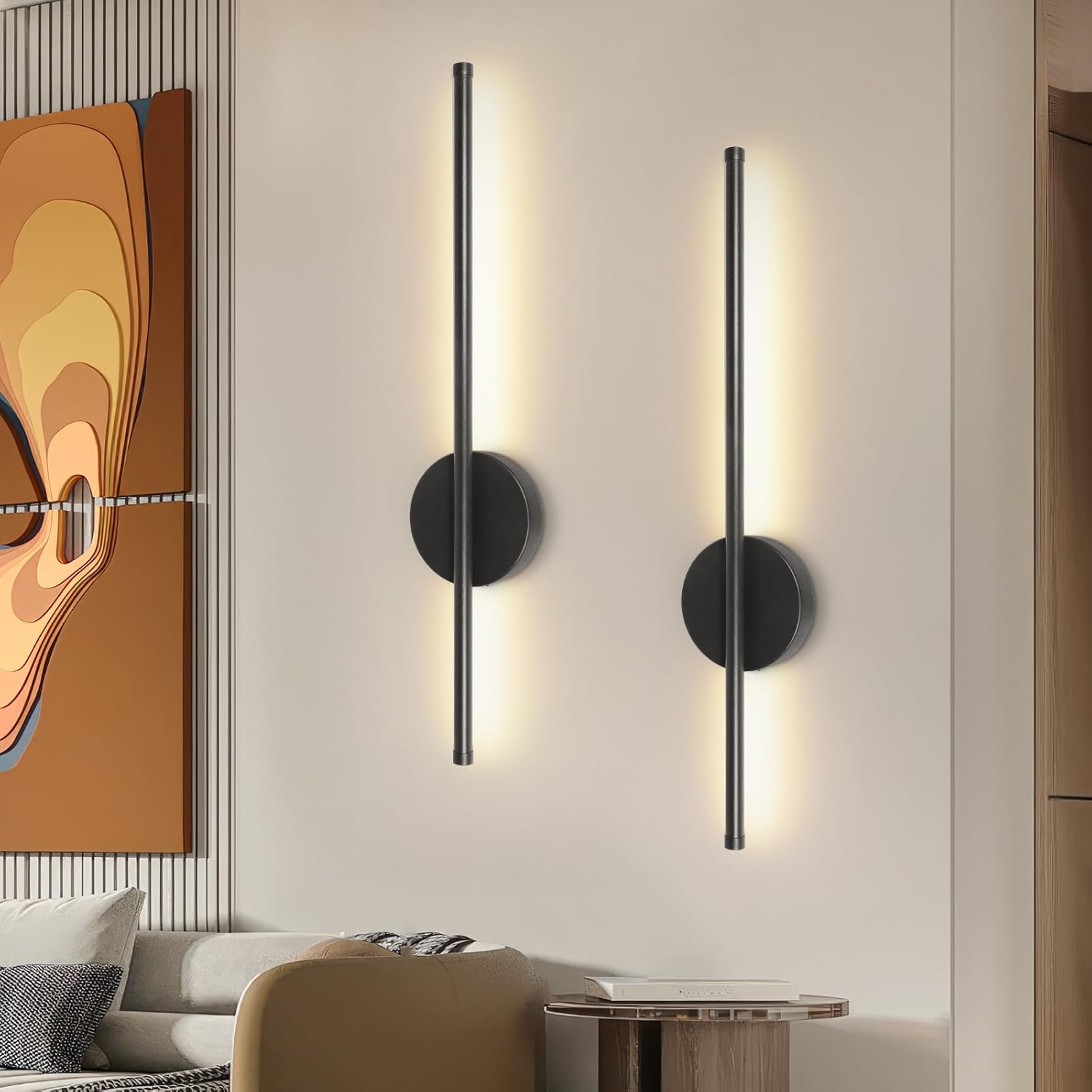 Dehobo Rechargeable Wall Sconce Lights, Battery Operated Wall Lights 3 Color Tem...