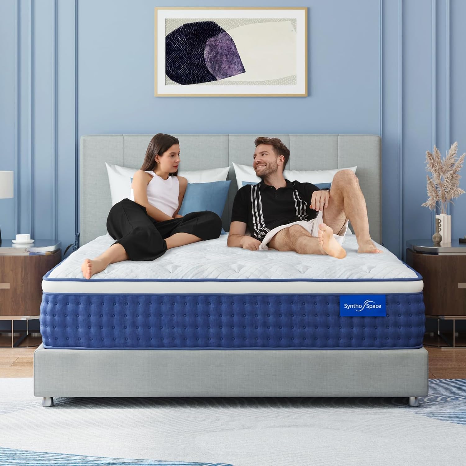 Queen Mattress 12 Inch Queen Size Hybrid Mattress in a Box, Individual Pocket Sp...