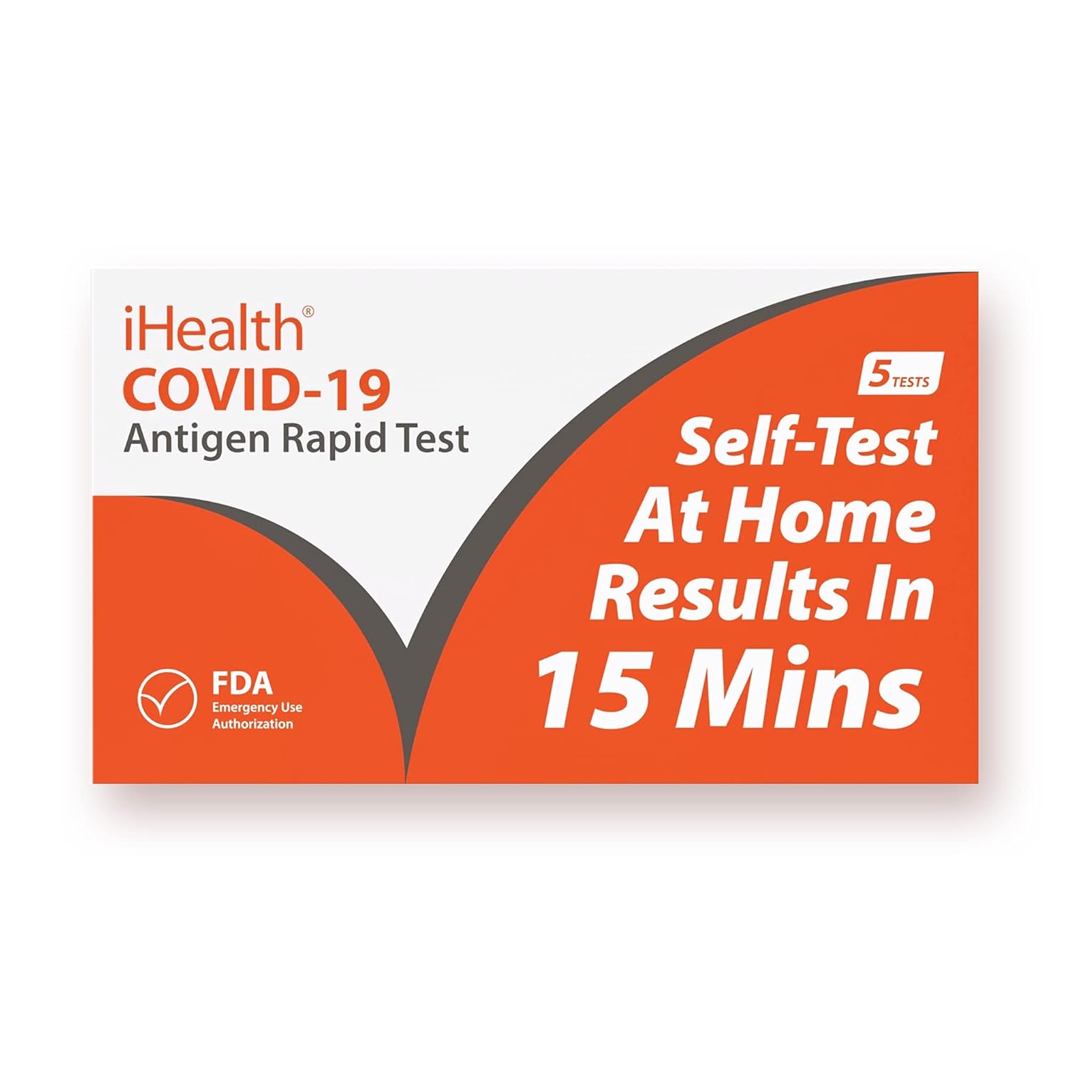 iHealth COVID-19 Antigen Rapid Test, 1 Pack, 5 Tests Total, FDA EUA Authorized O...