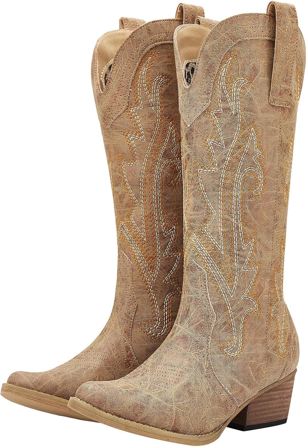 HISEA Rollda Cowboy Boots for Women, Cowgirl Boots, Comfortable Western Boots wi...