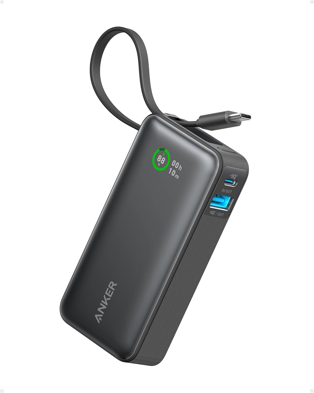 Anker Nano Power Bank, 10,000mAh Portable Charger with Built-In USB-C Cable, PD...