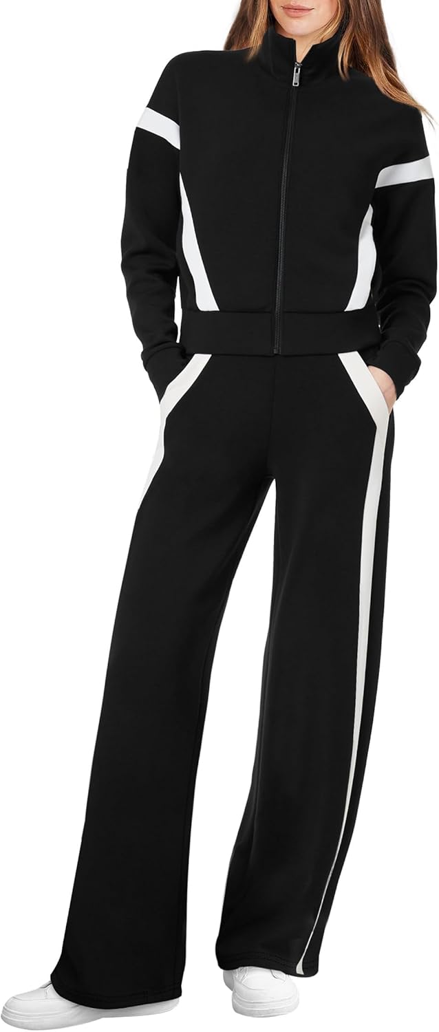 XIEERDUO Lounge Sets for Women 2025 Sweatsuit 2 Piece Outfits Sweatshirt Wide Le...