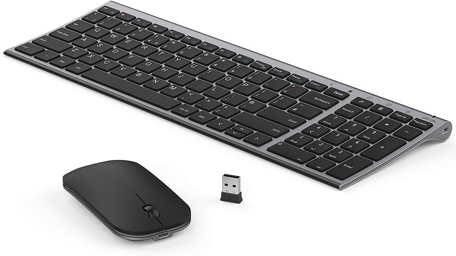 seenda WGJP-031B Wireless Keyboard Mouse Set, Ultra Thin Compact Rechargeable Al...
