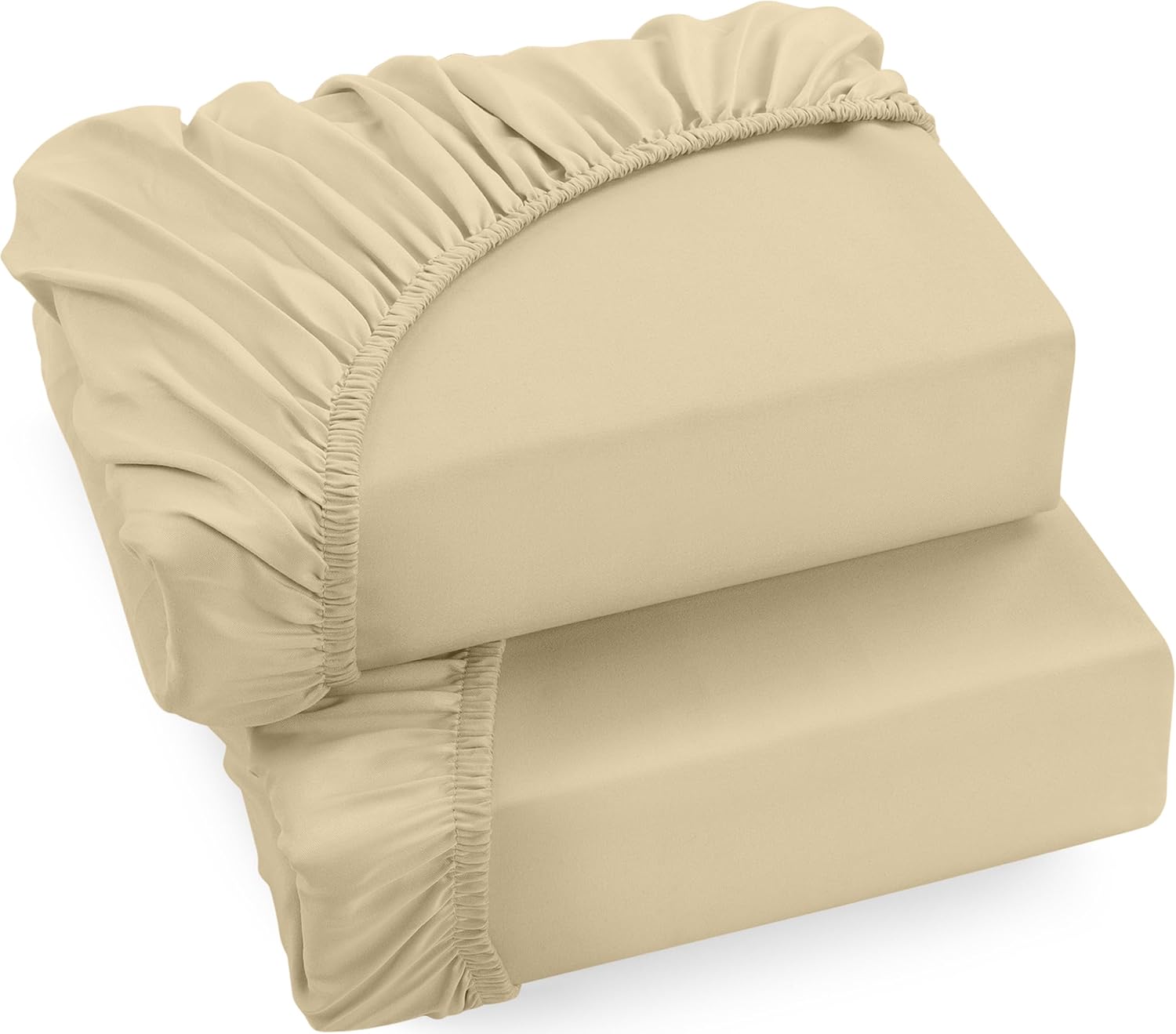 Utopia Bedding Fitted Sheet Double (2 Pack), Beige - Deep Pocket 14 inch (35 cm)...