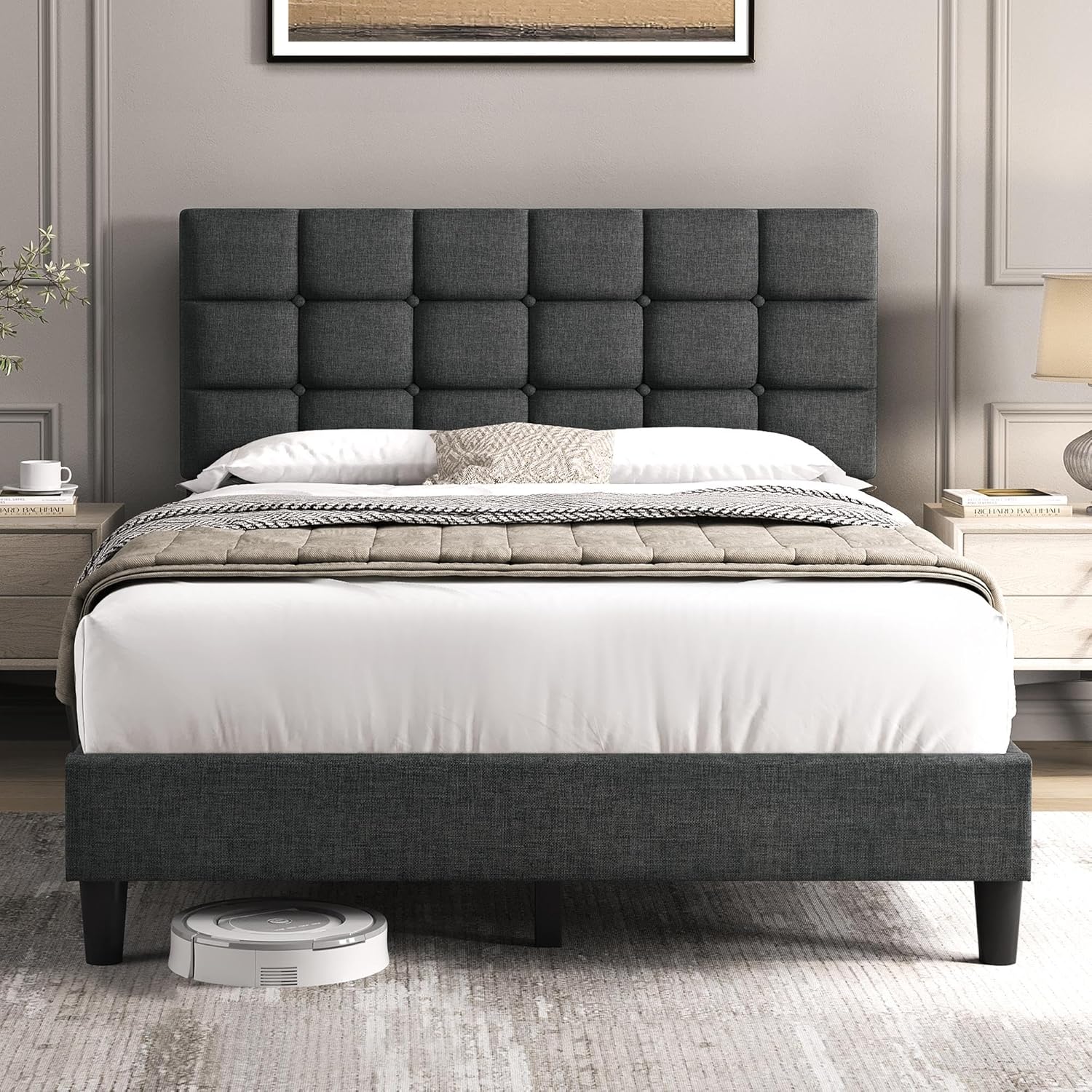 Yaheetech Upholstered Bed Frame, Special Modern Bed Platform for Full Comfort, I...