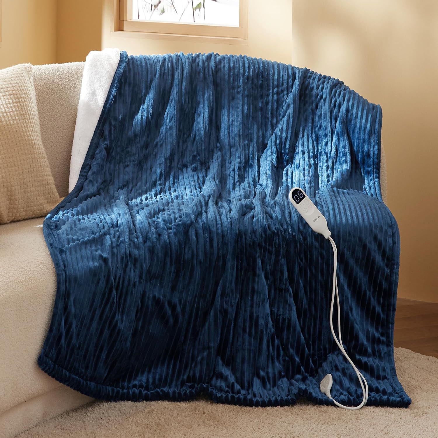 Bedsure GentleSoft Heated Blanket, Special Electric Throw Blanket with Soft Ribb...