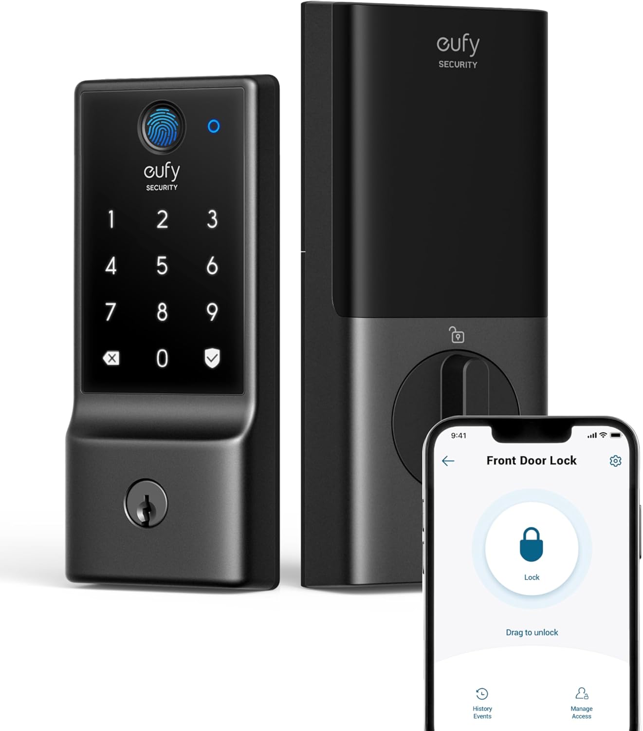 eufy Security Smart Lock C220, Fingerprint Keyless Entry Door Lock, Built-in Wi-...