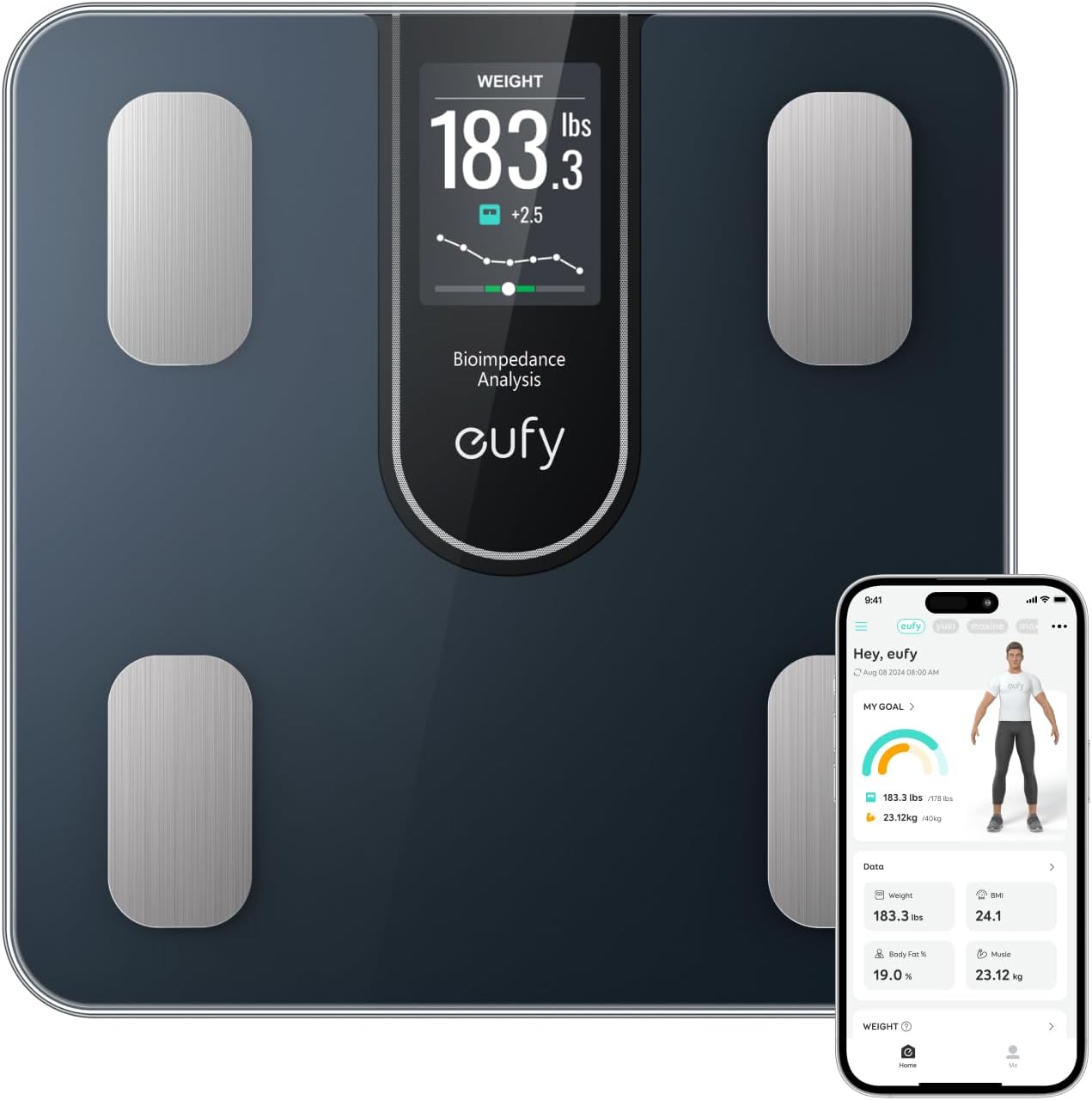 Scales for Body Weight, eufy Smart Bathroom scales C20 with Large TFT Screen, Al...