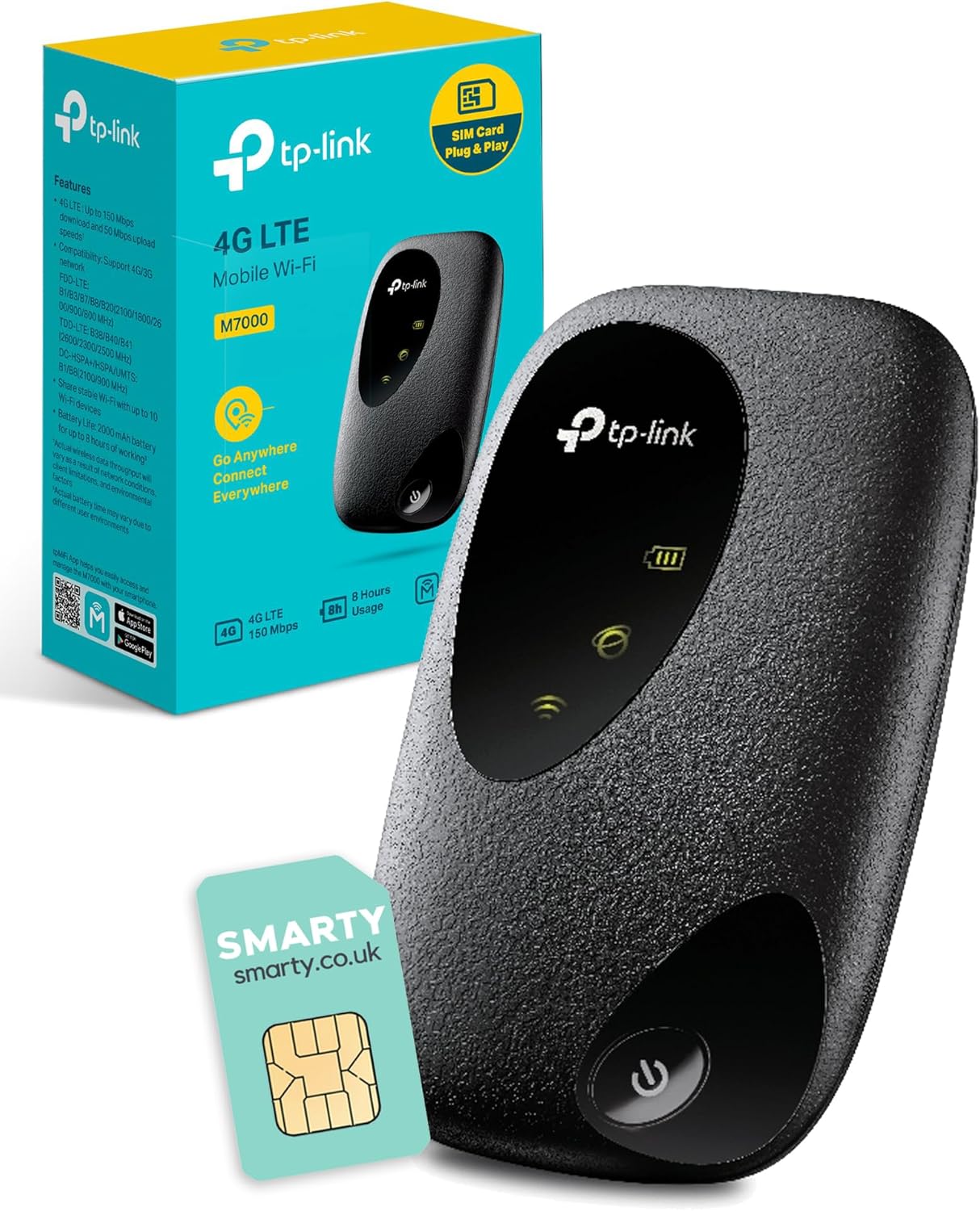 TP-Link M7000 4G MiFi Router, Portable Travel wifi Router with SIM Card Slot, Un...