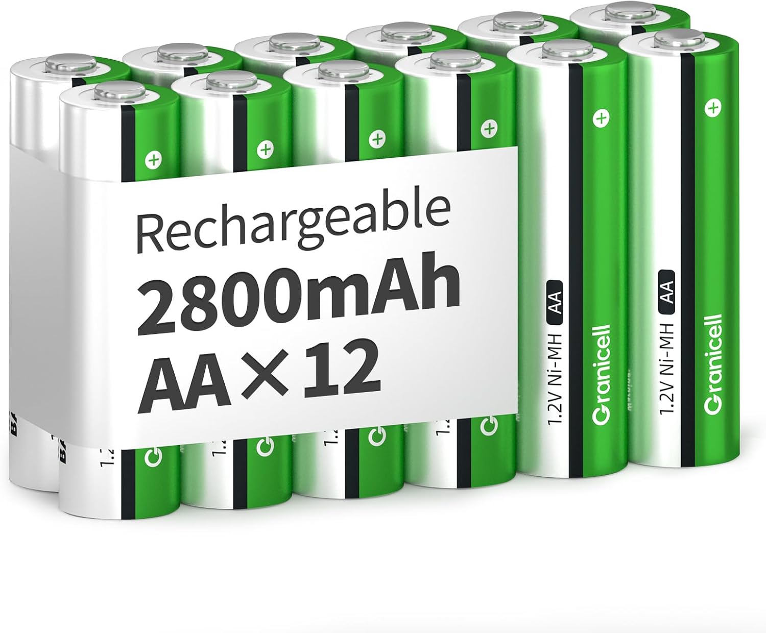 Reliable Granicell Rechargeable AA Batteries, Efficient High Capacity Double A B...
