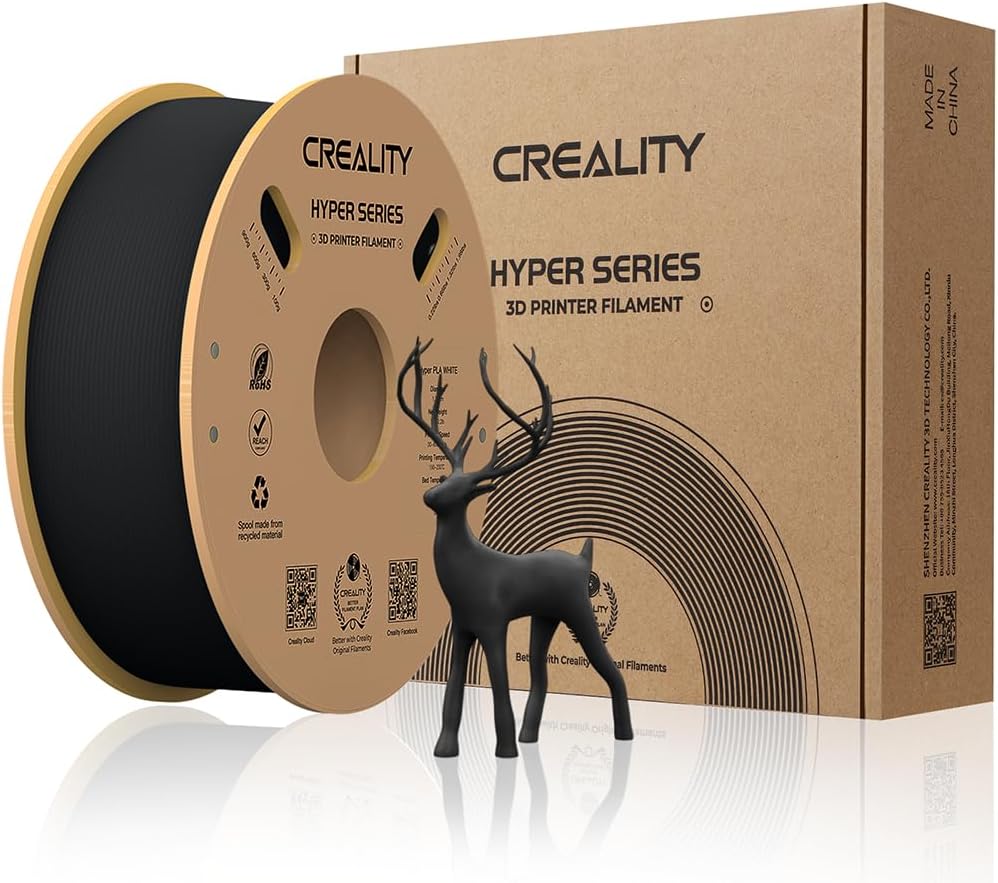 Creality Official Hyper PLA Filament Black 1KG, 3D Printer Filament for High Spe...